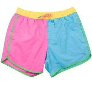 RuggedButts Men's UPF50+ Dolphin Hem Swim Trunks - Neon Color Block, Men's